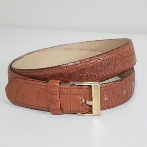Wm. H. Leishman Belt Mens 36 Brown Hornback Embossed Western Ranch